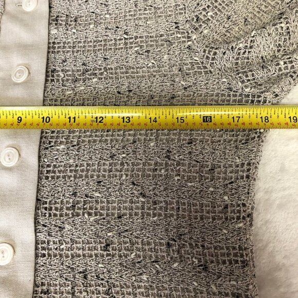 Tobi Extra Long Button Down Oatmeal w/Black Loose Knit Cardigan Size Small - Picture 8 of 13